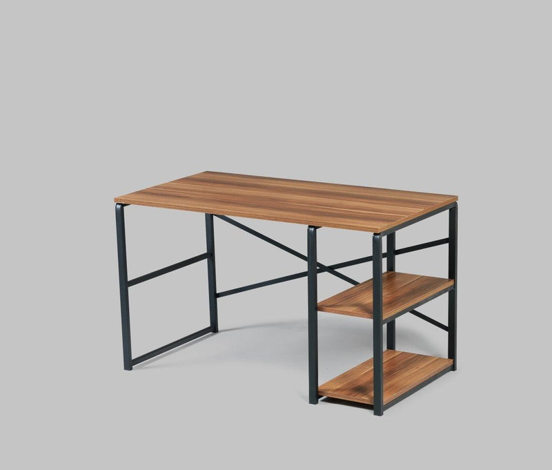 Furnish Home Store Sage Black Metal Frame 47" Wooden Top 2 Shelves Writing and Computer Desk for Home Office, Walnut - Urban Living Furniture (Los Angeles, CA)