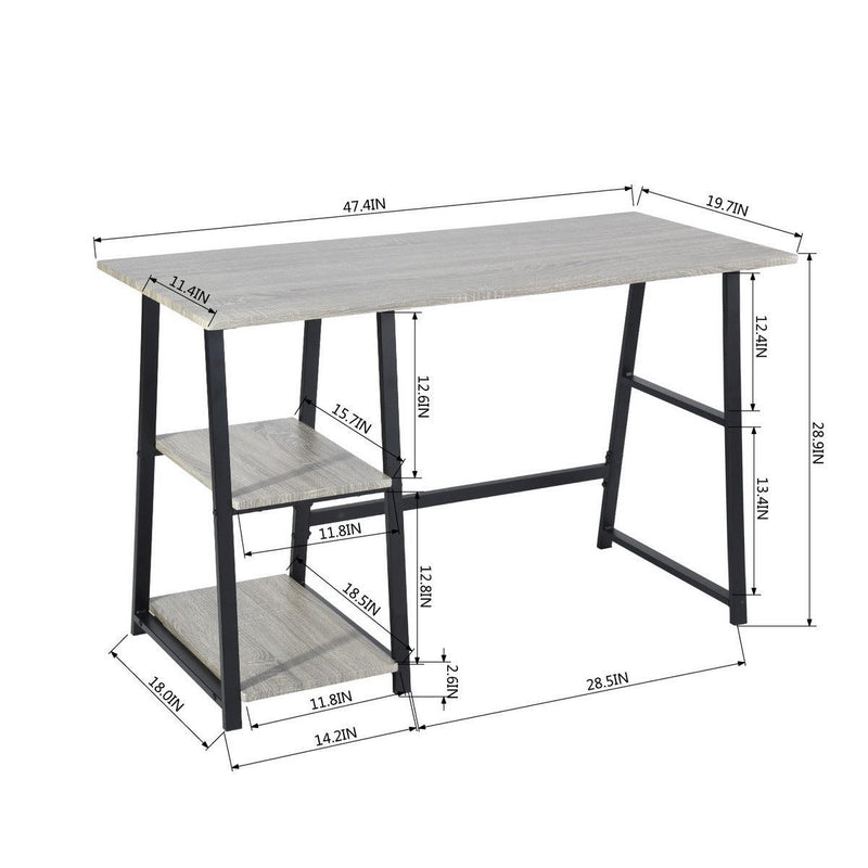 47.4"W X 19.7"D X 28.9"H Wooden Desk with 2Storage Racks - GREY & BLACK - Urban Living Furniture (Los Angeles, CA)