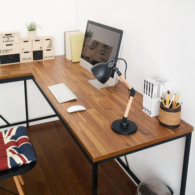 Olympus Wood and Metal Corner Desk in Acacia and Black - Urban Living Furniture (Los Angeles, CA)