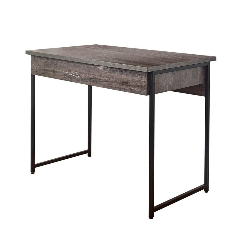 Niche Wood and Metal Desk with One Drawer in Rustic Gray