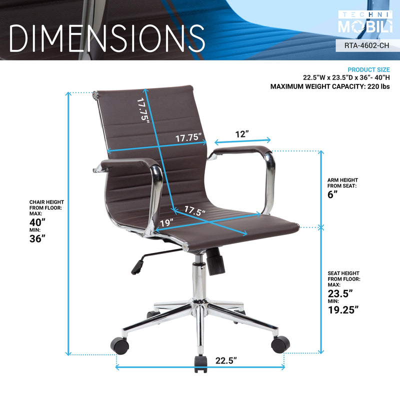 Techni MobiliModern Medium Back Executive Office Chair, Chocolate - Urban Living Furniture (Los Angeles, CA)