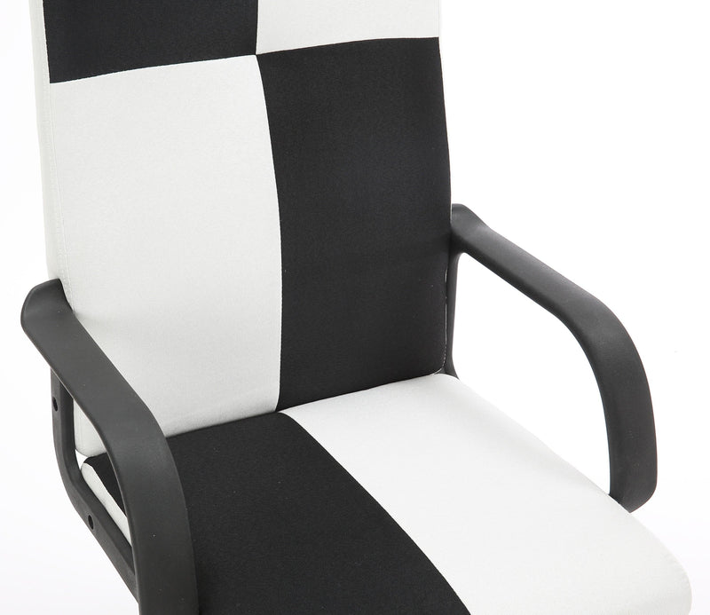 Chessboard office chair, office chair with adjustable backrest armrest, suitable for office, dormitory and study (black and white) - Urban Living Furniture (Los Angeles, CA)