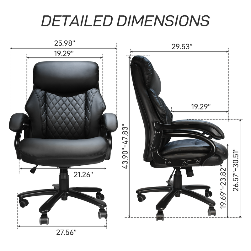 Office Desk Chair with High Quality PU Leather, Adjustable Height/Tilt, 360-Degree Swivel, 400LBS , Black - Urban Living Furniture (Los Angeles, CA)