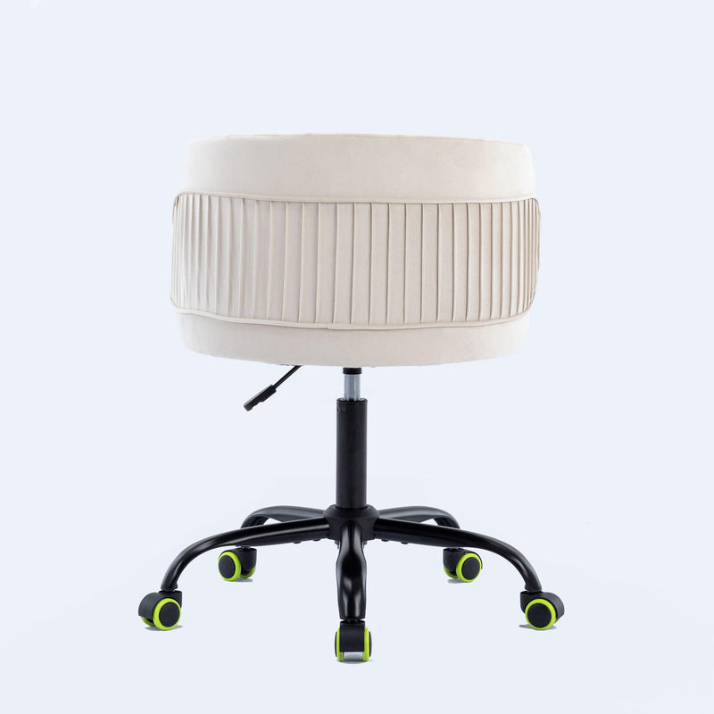 Zen Zone Velvet Leisure office chair, suitable for study and office, can adjust the height, can rotate 360 degrees, with pulley, Off-White - Urban Living Furniture (Los Angeles, CA)