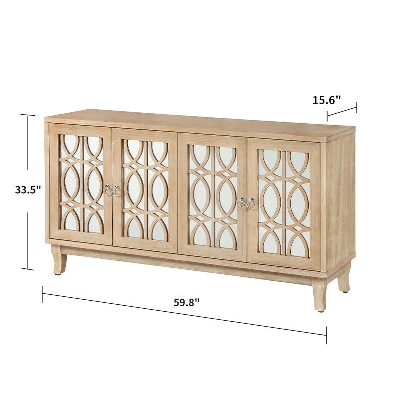 Storage Cabinet Sideboard Wooden Cabinet with 4 Doors for Hallway, Entryway, Living Room, Bedroom, Adjustable Shelf Nature Wood Classic Colour - Urban Living Furniture (Los Angeles, CA)