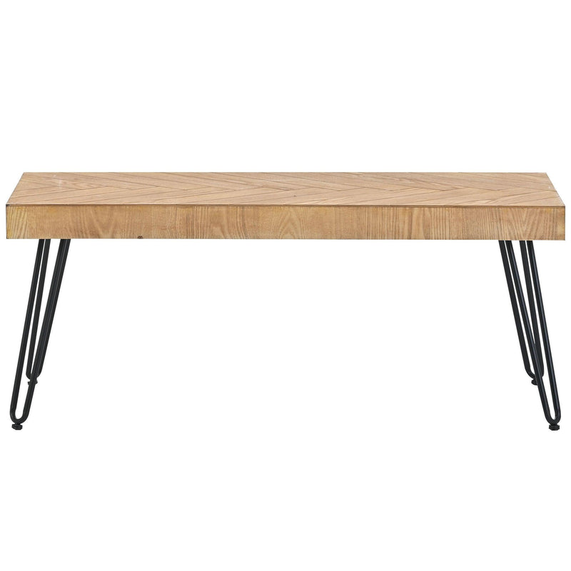 Modern Coffee Table, Easy Assembly Tea Table, Thicken Cocktail Table with w/Chevron Pattern & Metal Hairpin Legs for Living Room, Ash Wood Finished - Urban Living Furniture (Los Angeles, CA)