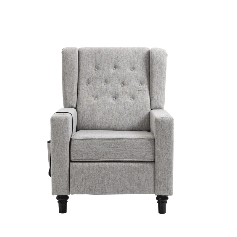 Arm Pushing Recliner Chair,Modern Button Tufted Wingback Push Back Recliner Chair, Living Room Chair Fabric Pushback Manual Single Reclining Sofa Home Theater Seating for Bedroom,Light Gray - Urban Living Furniture (Los Angeles, CA)