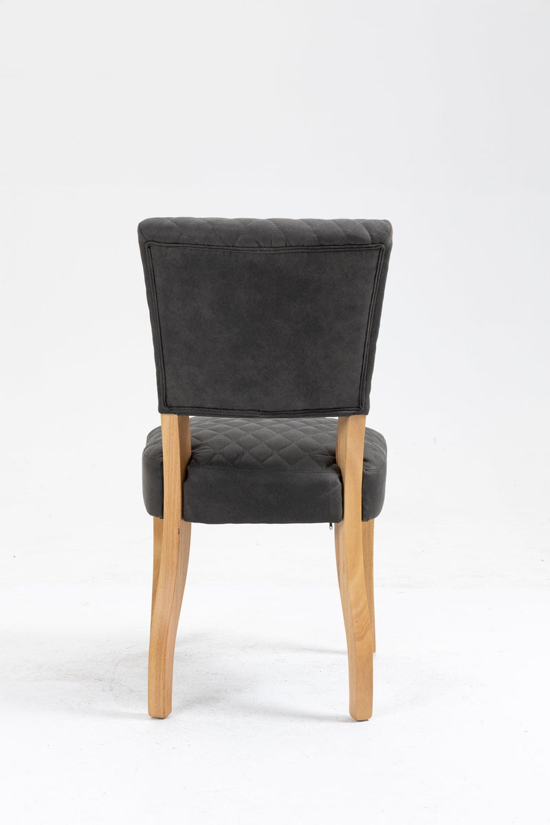 Upholstered Diamond Stitching Leathaire Dining Chair with Solid Wood Legs Gray - Urban Living Furniture (Los Angeles, CA)