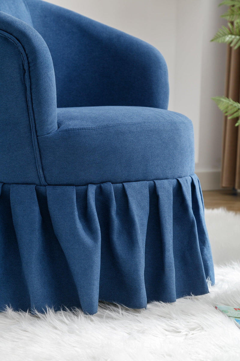 Linen Fabric Accent Swivel Chair Auditorium Chair With Pleated Skirt For Living Room Bedroom Auditorium,Blue - Urban Living Furniture (Los Angeles, CA)