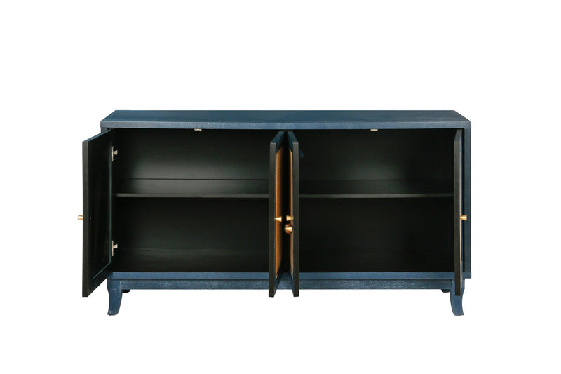 AccentStorage Cabinet Sideboard Wooden Cabinet with Antique Blue 4Doors for Hallway, Entryway, Living Room, Bedroom - Urban Living Furniture (Los Angeles, CA)