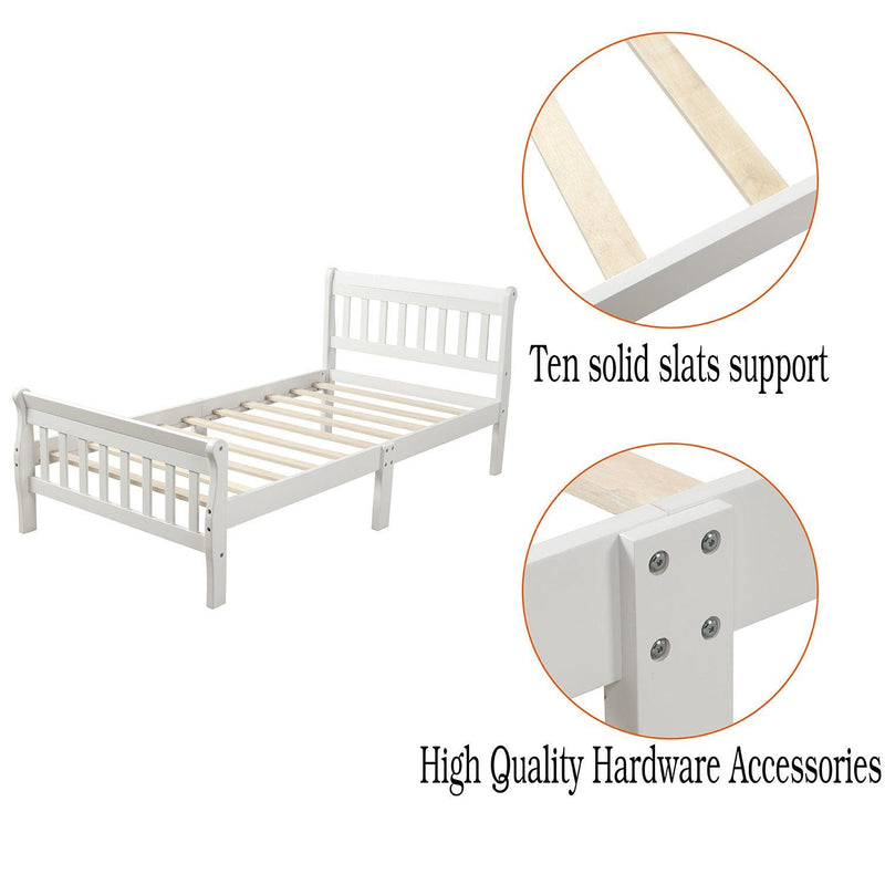 Wood Platform Bed Twin Bed Frame Panel Bed Mattress Foundation Sleigh Bed with Headboard/Footboard/Wood Slat Support - Urban Living Furniture (Los Angeles, CA)