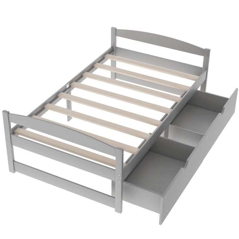 Twin size platform bed, with two drawers, gray - Urban Living Furniture (Los Angeles, CA)