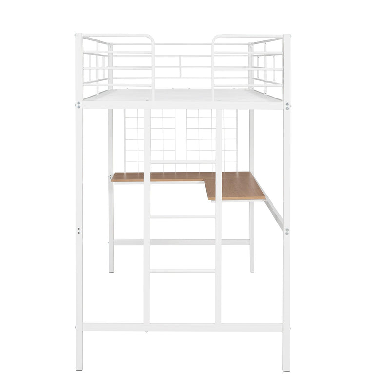 Twin Metal Loft Bed with Desk and Metal Grid,White - Urban Living Furniture (Los Angeles, CA)