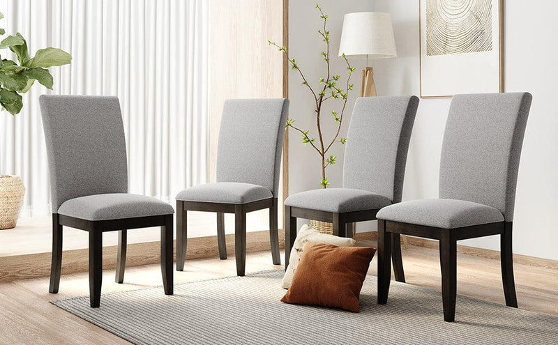 Farmhouse 5-Piece Wood Dining Table Set for 4, Kitchen Furniture Set with 4 Upholstered Dining Chairs for Small Places, Gray Table+Gray Chair - Urban Living Furniture (Los Angeles, CA)