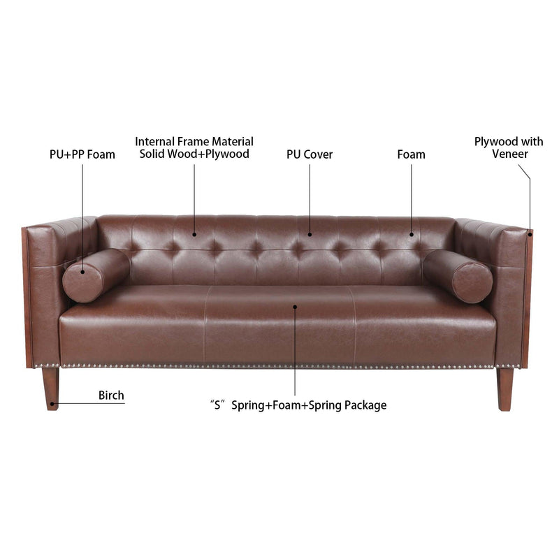 78.74" Wooden Decorated Arm 3 Seater Sofa - Urban Living Furniture (Los Angeles, CA)