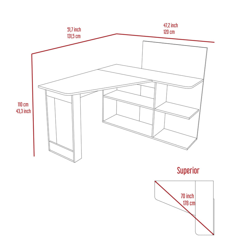 Fairfield 4-Shelf L-Shaped Computer Desk Smokey Oak - Urban Living Furniture (Los Angeles, CA)