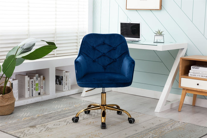 Velvet Swivel Shell Chair for Living Room ,Office chair ,Modern Leisure Arm Chair Navy