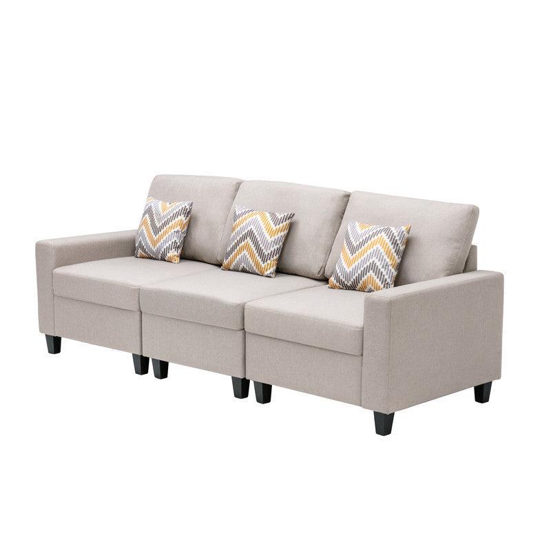 Nolan Beige Linen Fabric Sofa with Pillows and Interchangeable Legs - Urban Living Furniture (Los Angeles, CA)