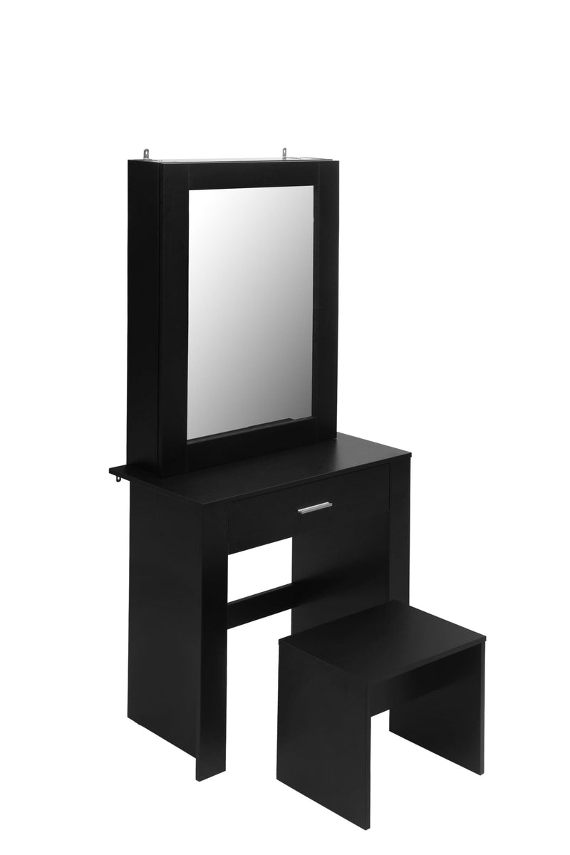 Vanity Desk with Mirror & Stool, Black Makeup Table withStorage Shelves & Drawer, Vanity Set for Girls Women - Urban Living Furniture (Los Angeles, CA)