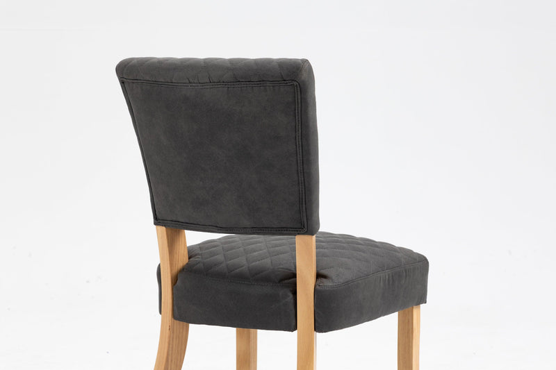 Upholstered Diamond Stitching Leathaire Dining Chair with Solid Wood Legs Gray - Urban Living Furniture (Los Angeles, CA)