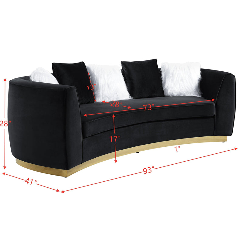 ACME Achelle Sofa w/5 Pillows in Black Velvet LV01045 - Urban Living Furniture (Los Angeles, CA)