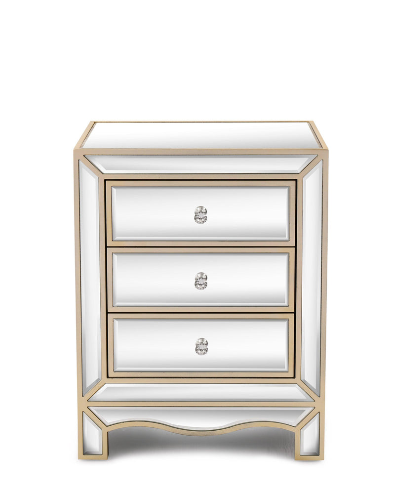 W 19.7" X D 15" X H 26" Champagne mirror three extraction cabinet, multifunctional bedside table - Urban Living Furniture (Los Angeles, CA)