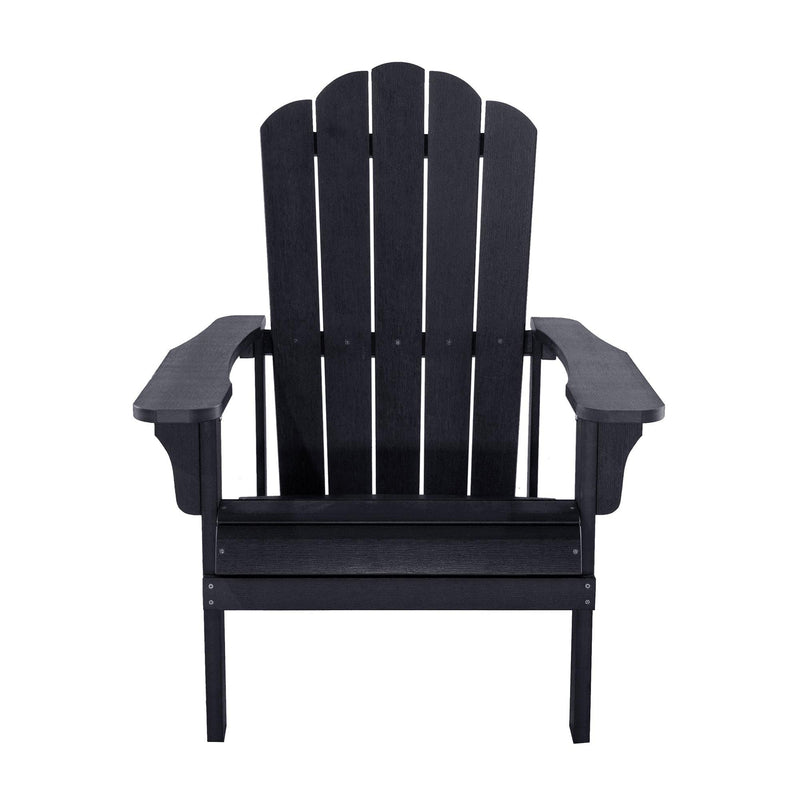Key West Outdoor Plastic Wood Adirondack Chair, Patio Chair for Deck, Backyards, Lawns, Poolside, and Beaches, Weather Resistant, Black