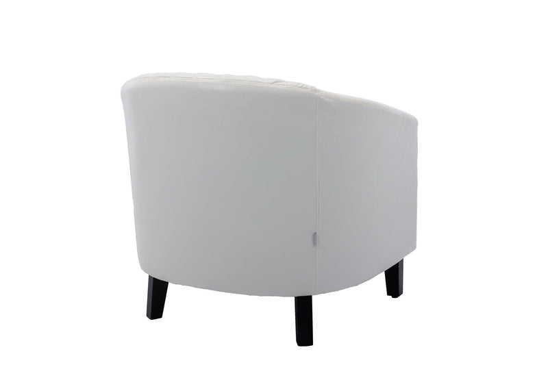 accent Barrel chair living room chair with nailheads and solid wood legs  white  pu leather - Urban Living Furniture (Los Angeles, CA)