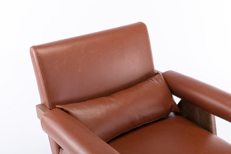 Accent chair, KD rubber wood legs with Walnut finish. PU leather cover the seat. With a cushion.Brown - Urban Living Furniture (Los Angeles, CA)