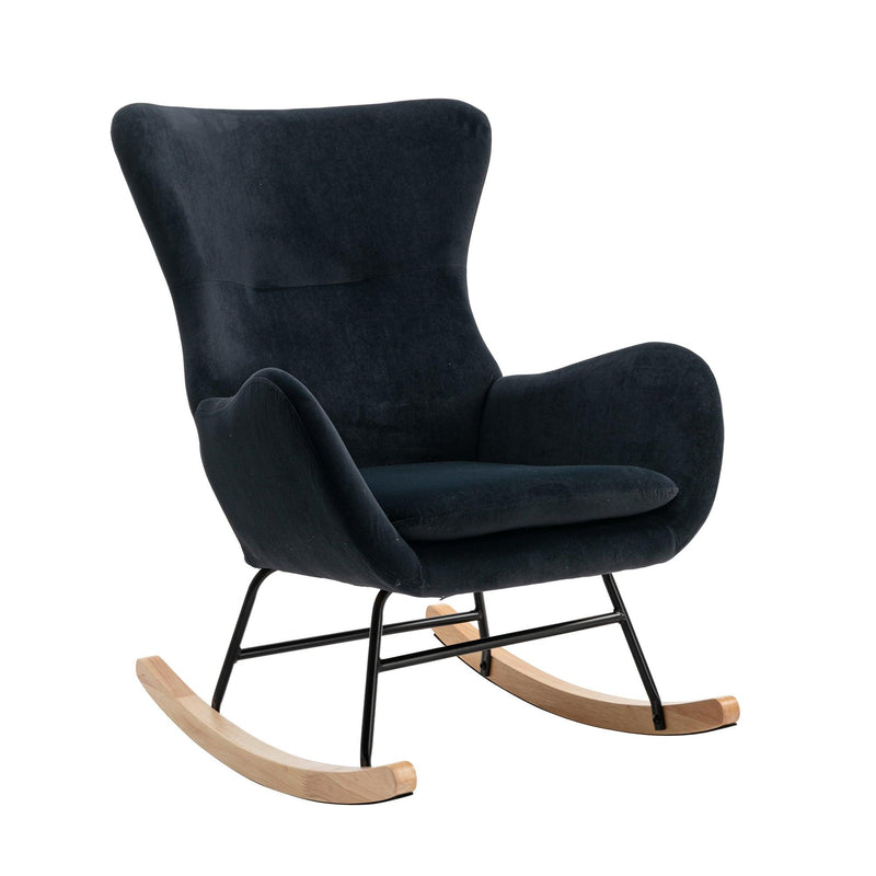 Velvet Fabric Padded Seat Rocking Chair With High Backrest And Armrests - Urban Living Furniture (Los Angeles, CA)