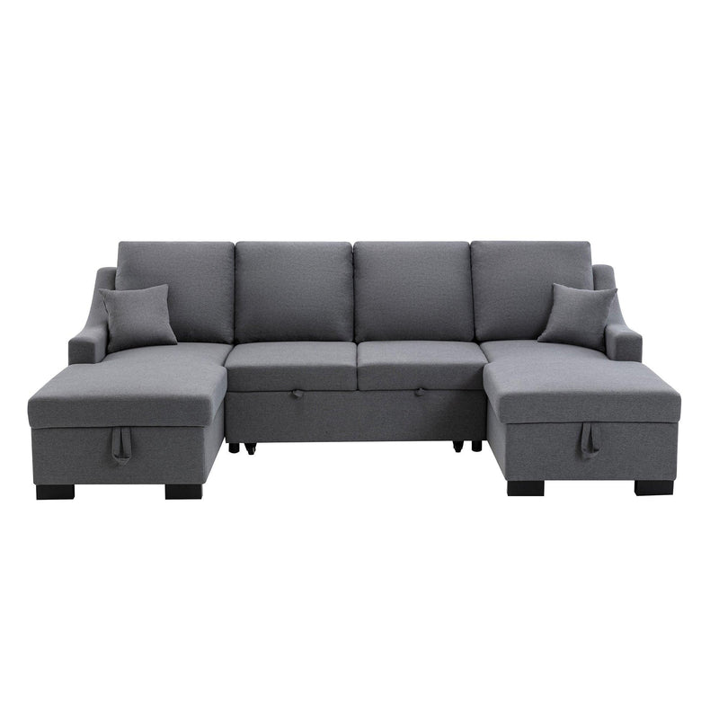 Upholstery Sleeper Sectional Sofa with DoubleStorage Spaces, 2 Tossing Cushions, Grey - Urban Living Furniture (Los Angeles, CA)