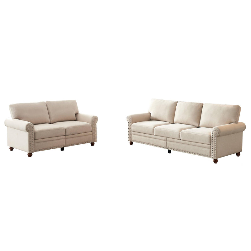 Linen Fabric Upholstery withStorage Sofa 2+3 Sectional (Beige) - Urban Living Furniture (Los Angeles, CA)