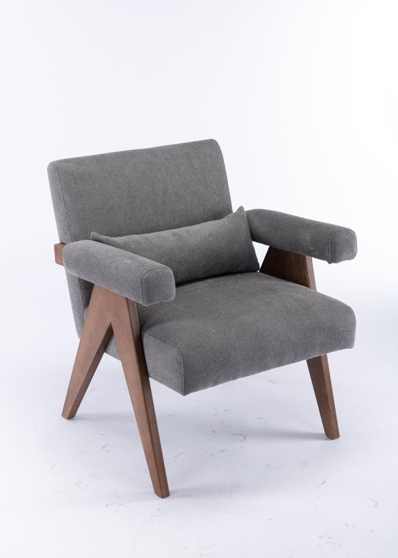 Accent chair, KD rubber wood legs with Walnut finish. Fabric cover the seat. With a cushion.Grey - Urban Living Furniture (Los Angeles, CA)