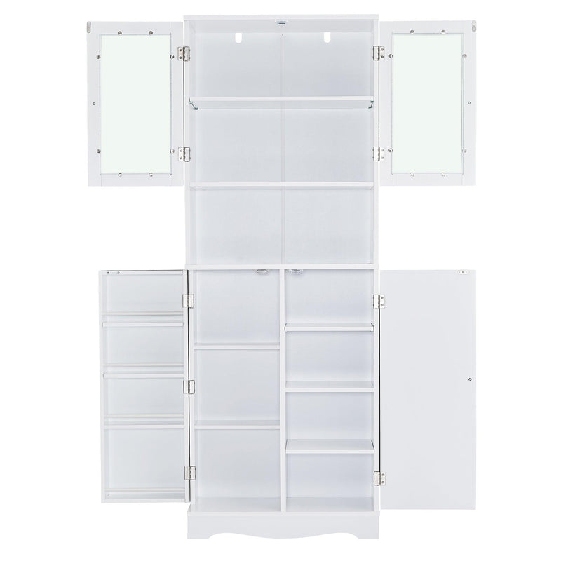 TallStorage Cabinet with Glass Doors for Bathroom/Office, MultipleStorage Space, White - Urban Living Furniture (Los Angeles, CA)