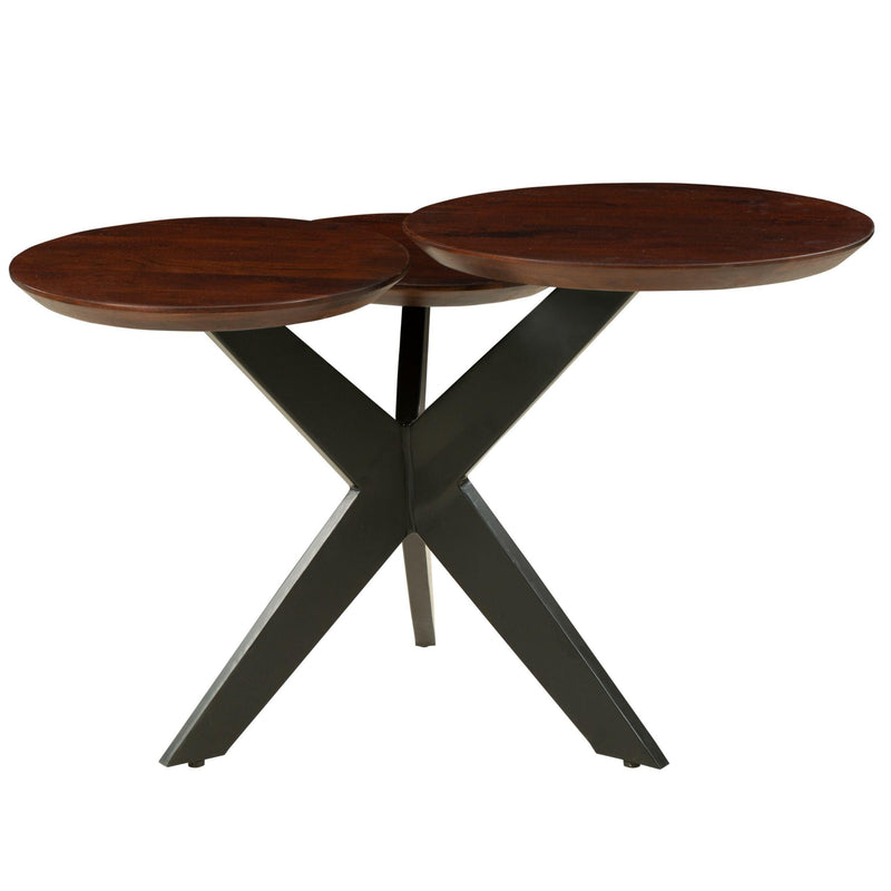 Modern Coffee Table with 3 Tier Wooden Top and Boomerang Legs, Brown and Black - Urban Living Furniture (Los Angeles, CA)