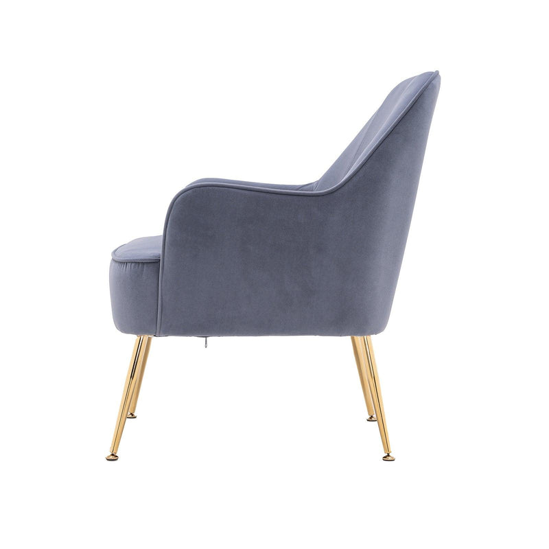 Modern Ergonomics Soft Velvet Fabric Material Accent Chair With Gold Legs And Adjustable Feet Screws For Indoor Home Living Room,Gray - Urban Living Furniture (Los Angeles, CA)