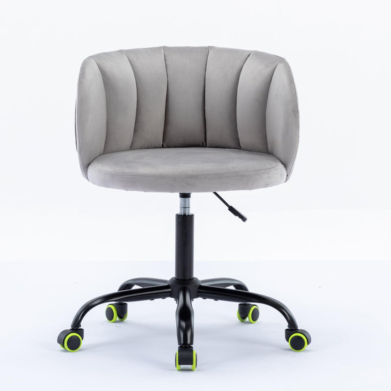 Zen Zone Velvet Leisure office chair, suitable for study and office, can adjust the height, can rotate 360 degrees, with pulley，Grey - Urban Living Furniture (Los Angeles, CA)