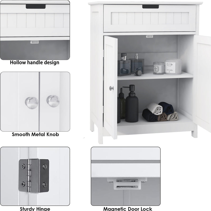 Bathroom Floor Cabinet Freestanding 2 Doors and 1 Drawer WoodStorage Organizer Cabinet for Bathroom and Living Room-White - Urban Living Furniture (Los Angeles, CA)