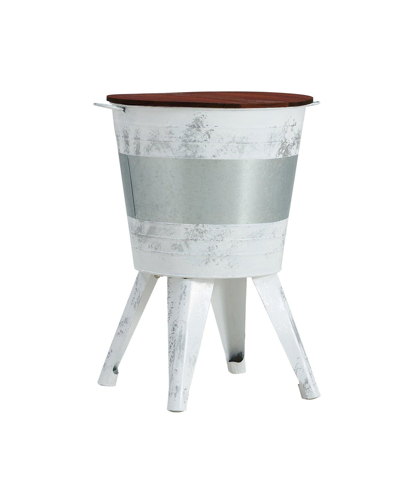 Farmhouse Rustic Distressed Metal Accent Cocktail Table with wood top-WHT, Set of 2 - Urban Living Furniture (Los Angeles, CA)