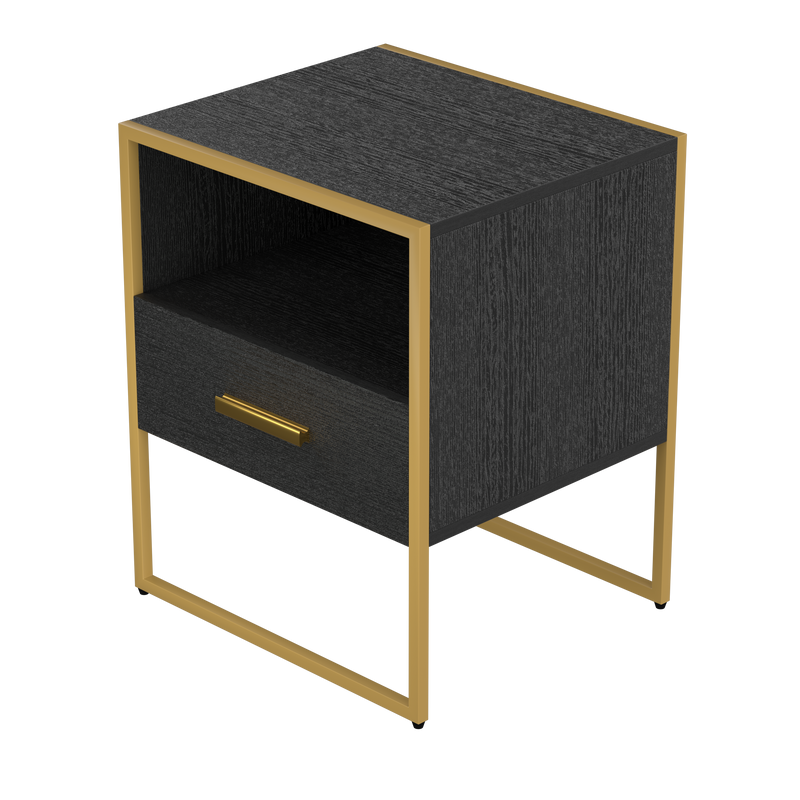 UpdateModern Nightstand with 1Drawers, Suitable for Bedroom/Living Room/Side Table (ld and Black )