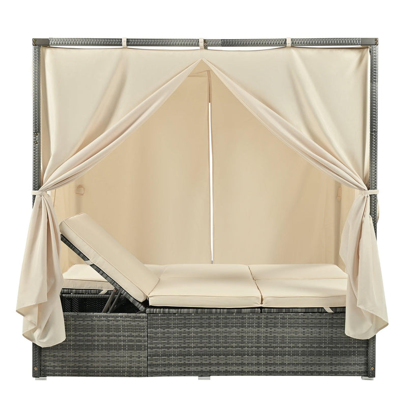 Adjustable Sun Bed With Curtain,High Comfort，With 3 Colors - Urban Living Furniture (Los Angeles, CA)