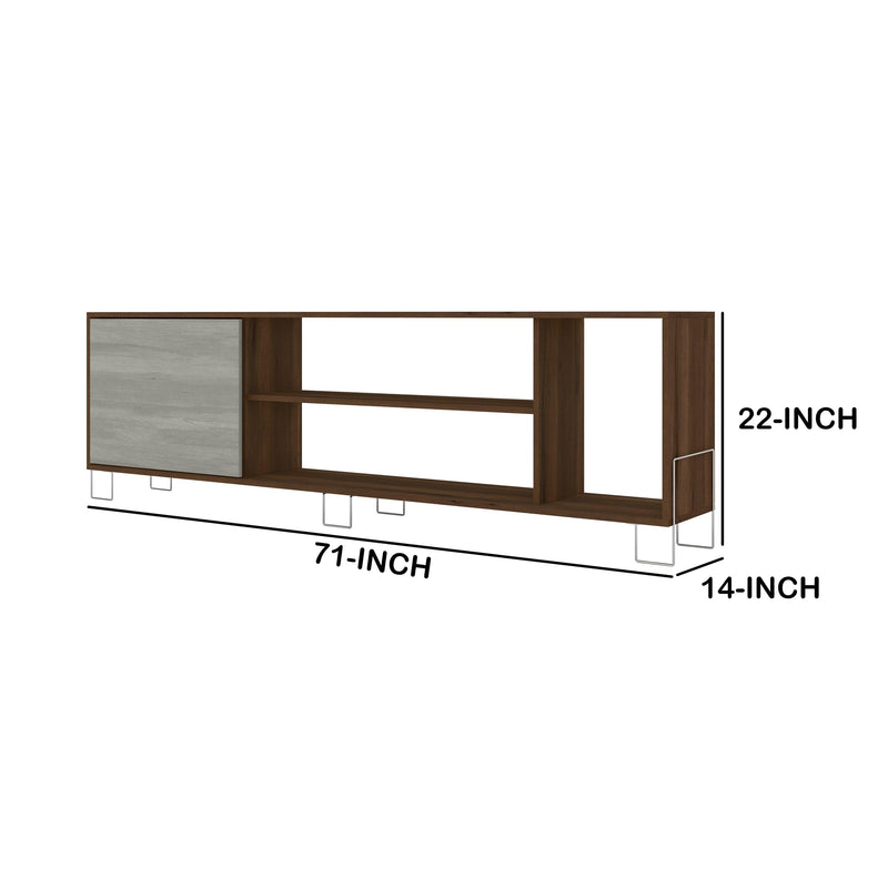 71 Inch Wooden Entertainment TV Stand with 3 Open Compartments, Brown and White - UPT-225271 - Urban Living Furniture (Los Angeles, CA)