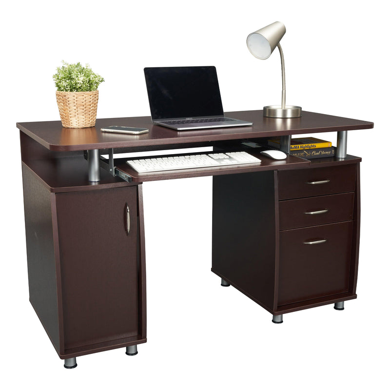 Techni Mobili Complete Workstation Computer Desk withStorage, Chocolate - Urban Living Furniture (Los Angeles, CA)