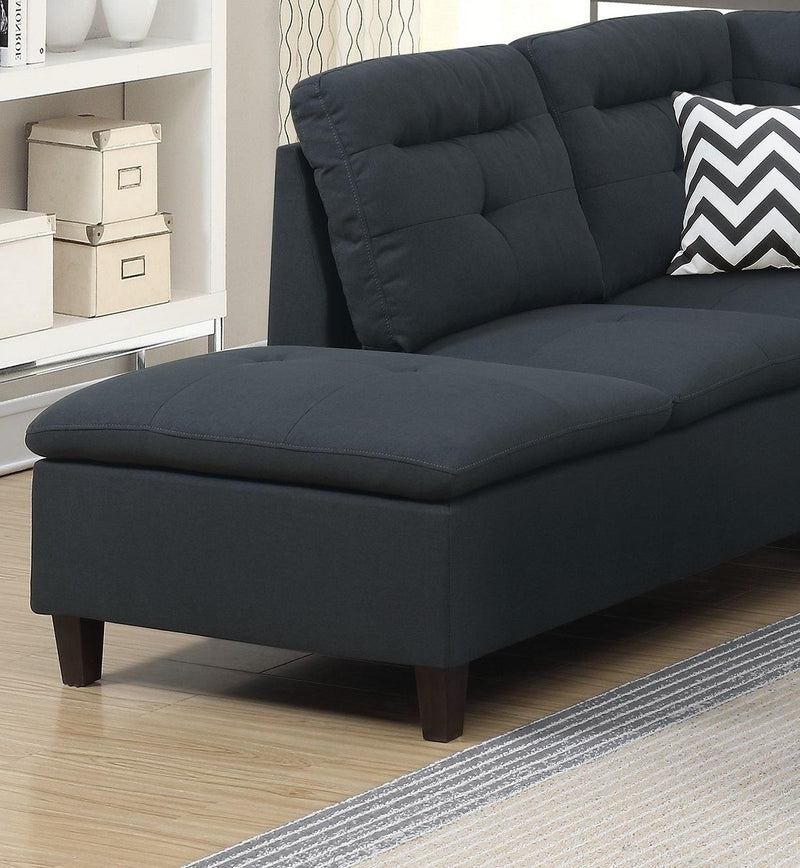 Living Room Furniture Black Cushion Sectional w Ottoman Linen Like Fabric Sofa Chaise - Urban Living Furniture (Los Angeles, CA)