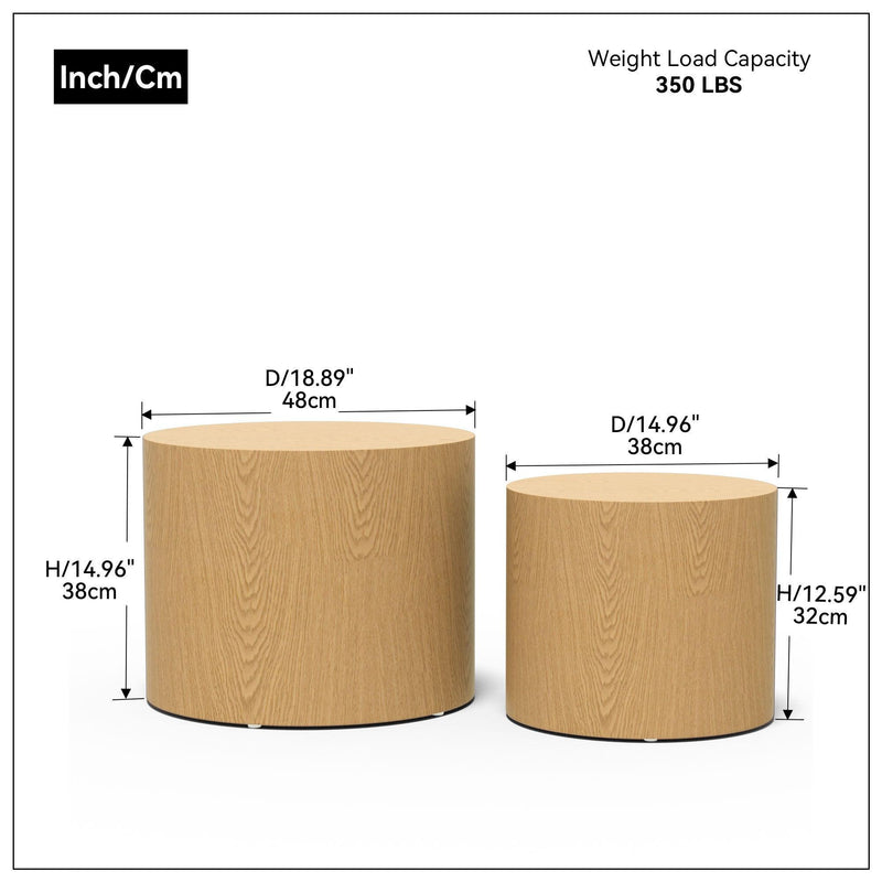MDF side table/coffee table/end table/nesting table set of 2 with oak veneer for living room,office,bedroom