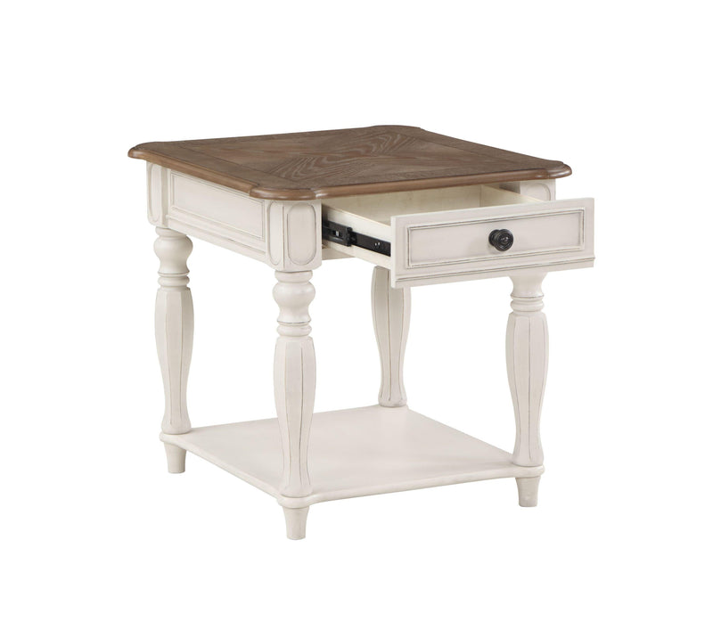 ACME Florian End Table in Oak & Antique White Finish LV01663 - Urban Living Furniture (Los Angeles, CA)