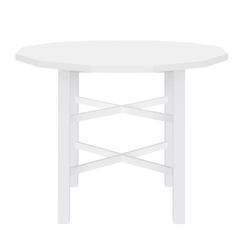 5-Piece Rubber Wood Counter Height Dining Table Set, Irregular Table with 4 High-back Cushioned Chairs for Small Place, White - Urban Living Furniture (Los Angeles, CA)