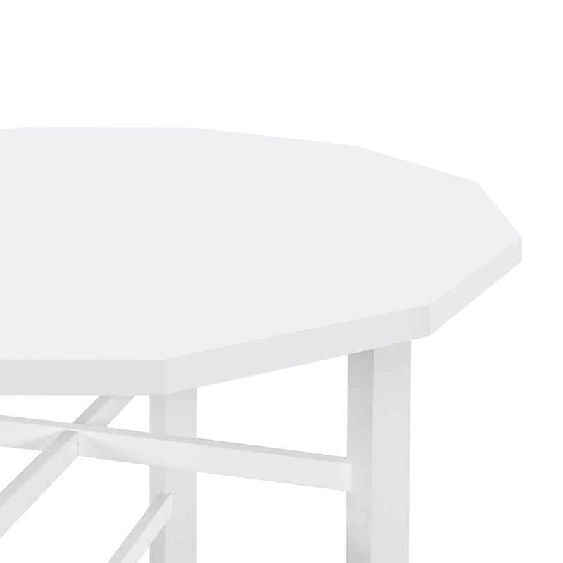 5-Piece Rubber Wood Counter Height Dining Table Set, Irregular Table with 4 High-back Cushioned Chairs for Small Place, White - Urban Living Furniture (Los Angeles, CA)