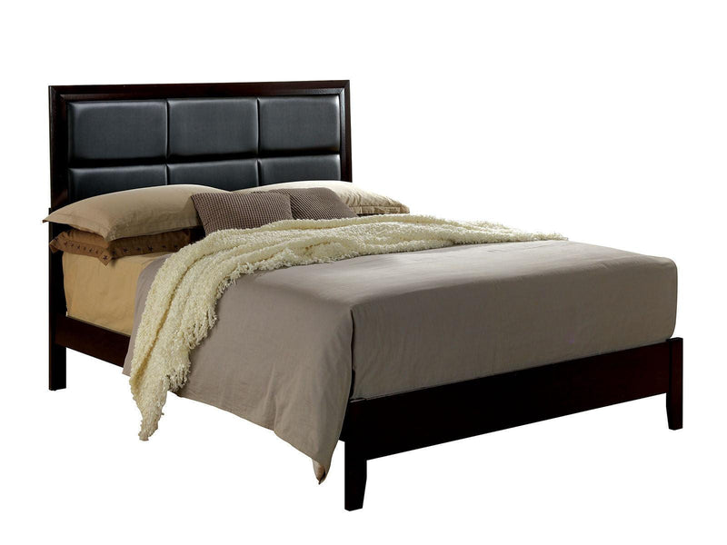 Espresso Color Queen Size bed Leatherette Padded Headboard 1pc Bed Contemporary Bedroom Furniture - Urban Living Furniture (Los Angeles, CA)