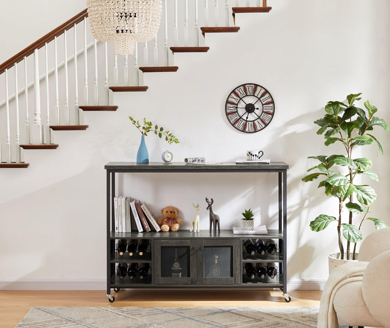 Wine shelf table,Modern wine bar cabinet, console table, bar table, TV cabinet, sideboard withStorage compartment, can be used in living room, dining room, kitchen, entryway, hallway.Dark Grey. - Urban Living Furniture (Los Angeles, CA)